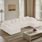 Daluvenix 131'' Modular Sectional Couch Modern U-Shaped Floor Sofa with Double Chaise