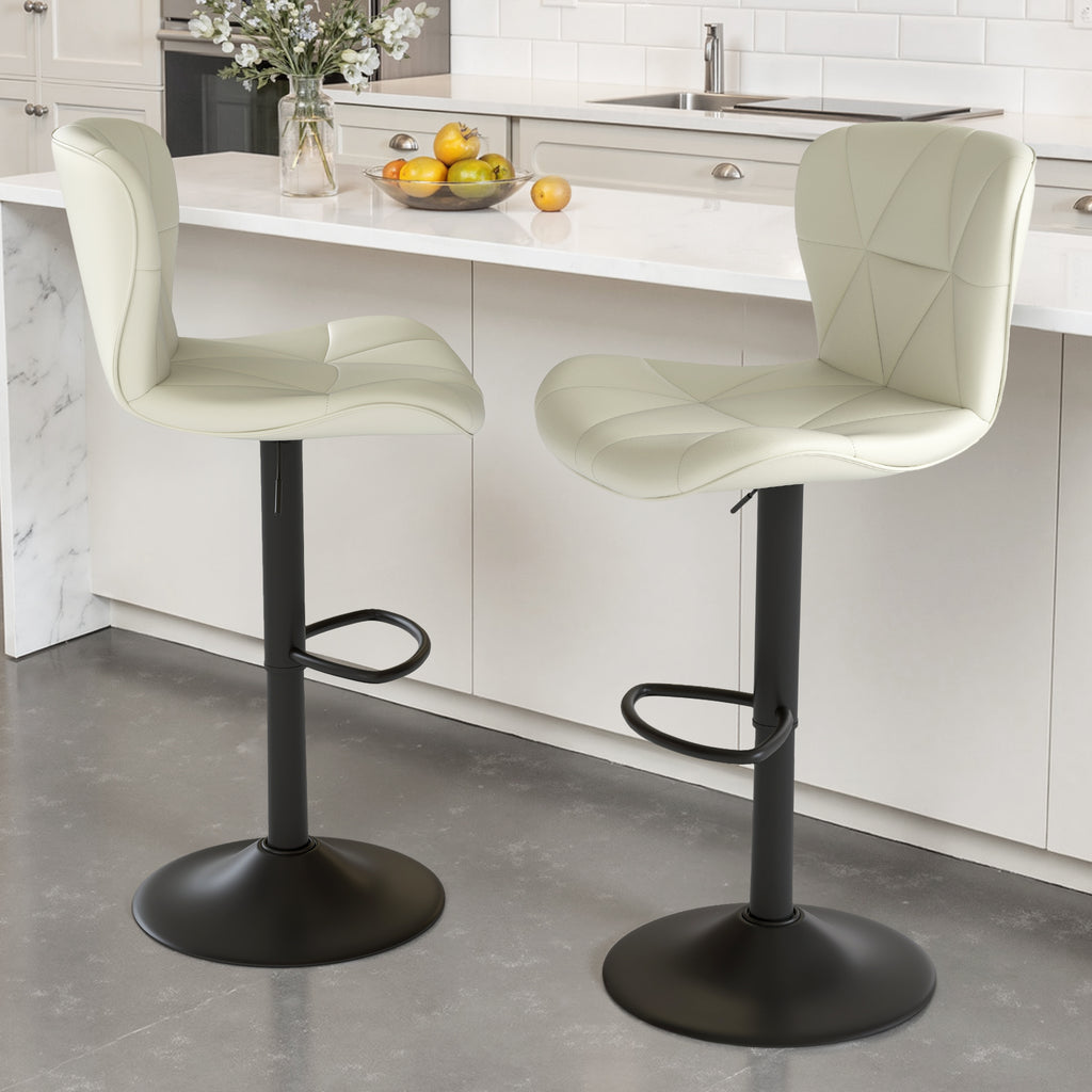 Daluvenix Modern Bar Stools Set of 1/2/3/4, Adjustable Swivel Counter Height Bar Chairs with Back, Faux Leather Upholstered for Kitchen Island