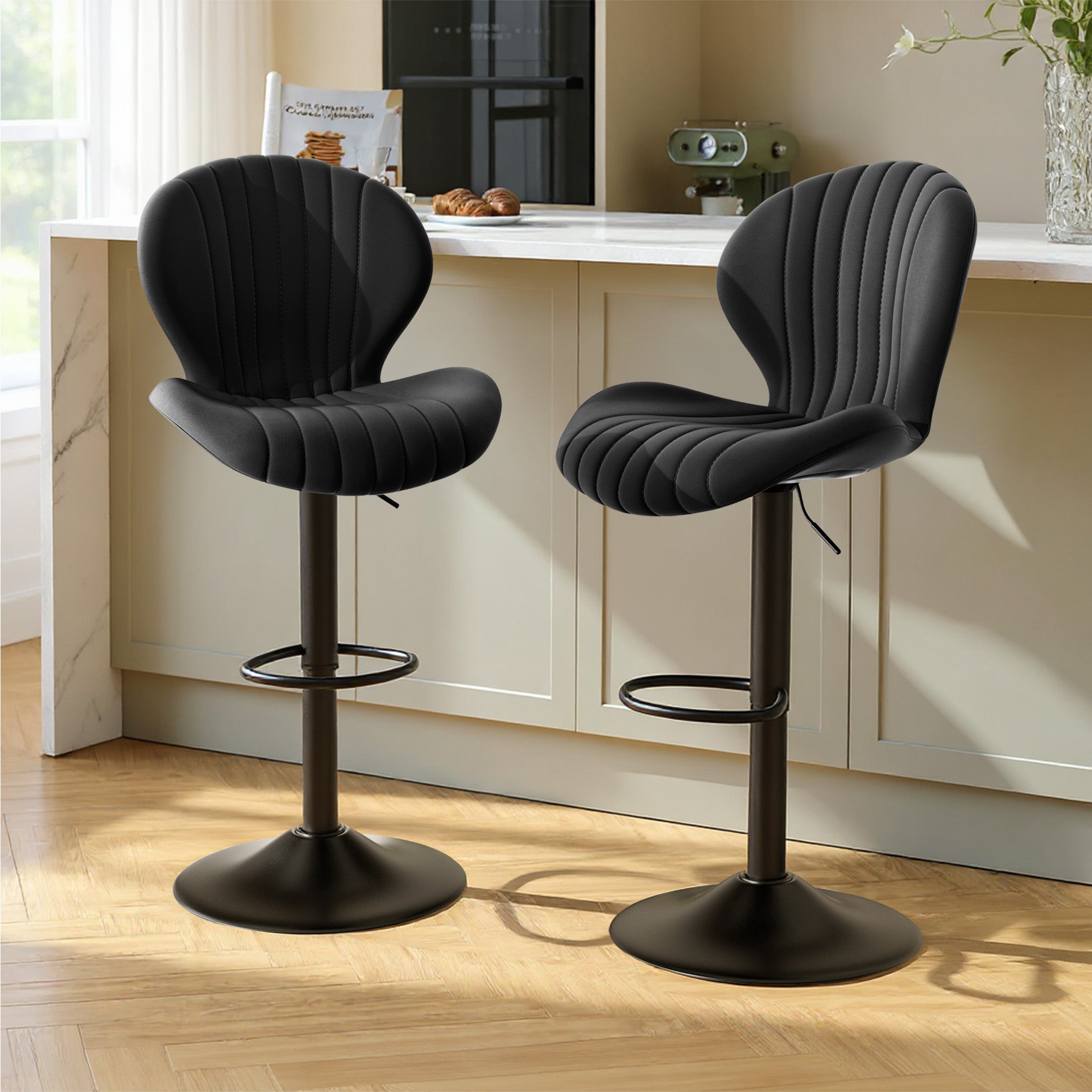 Daluvenix Swivel Bar Stools Set of 1/2/3/4 with Back, Adjustable Counter Height Bar Chairs with Heavy Duty Metal Base for Kitchen Island Dining Room Pub