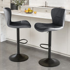 Daluvenix Modern Bar Stools Set of 1/2/3/4, Adjustable Swivel Counter Height Bar Chairs with Back, Faux Leather Upholstered for Kitchen Island