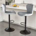 Daluvenix Modern Bar Stools Set of 1/2/3/4, Adjustable Swivel Counter Height Bar Chairs with Back, Faux Leather Upholstered for Kitchen Island