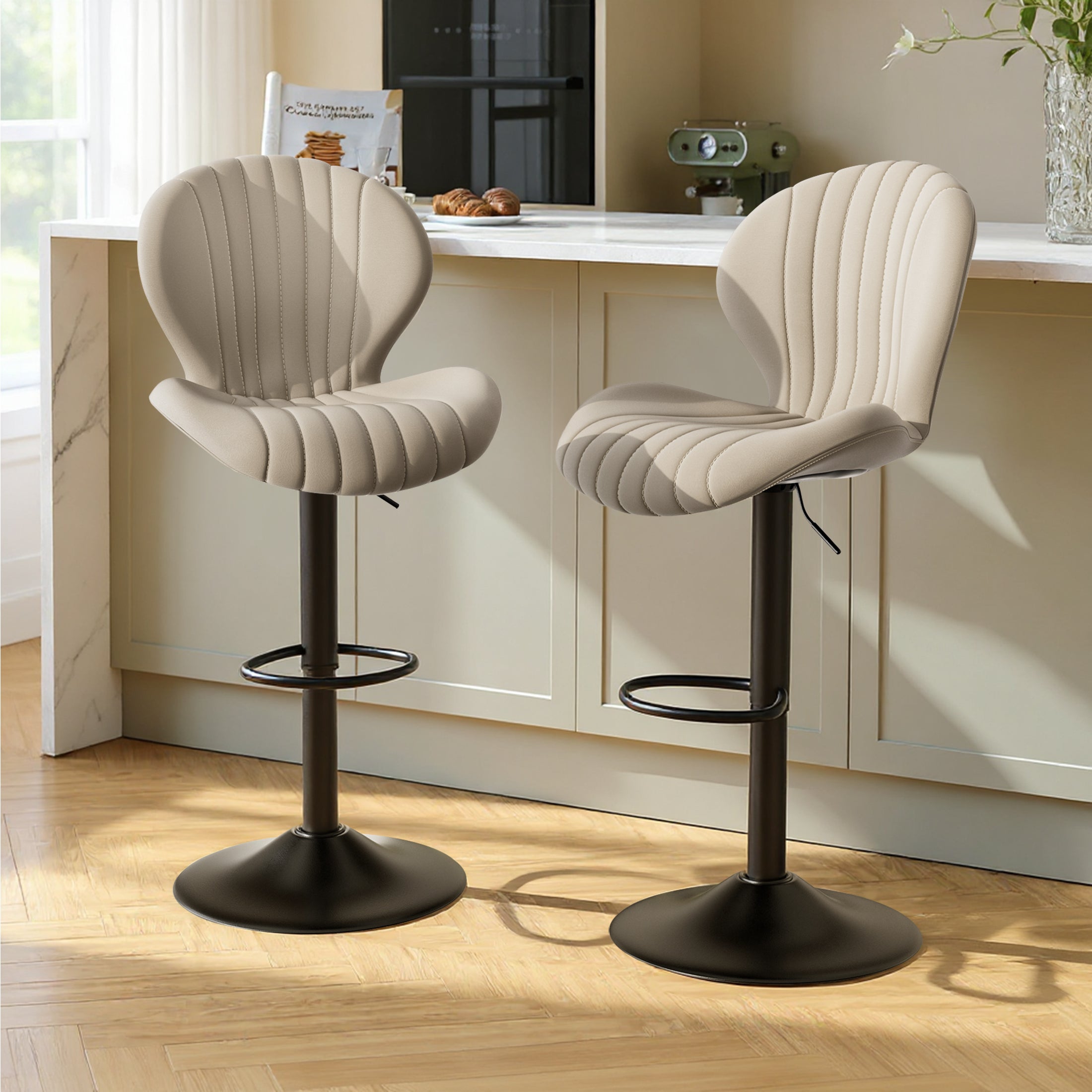 Daluvenix Swivel Bar Stools Set of 1/2/3/4 with Back, Adjustable Counter Height Bar Chairs with Heavy Duty Metal Base for Kitchen Island Dining Room Pub