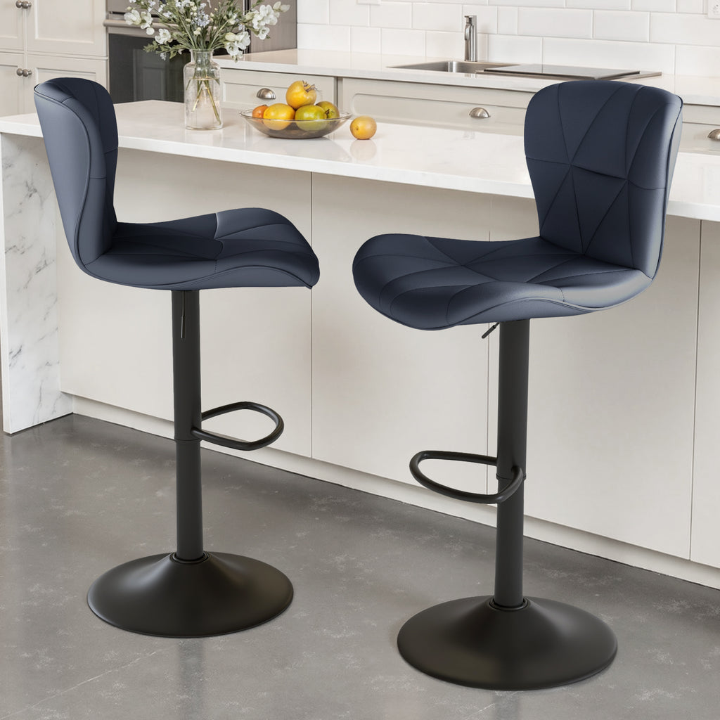 Daluvenix Modern Bar Stools Set of 1/2/3/4, Adjustable Swivel Counter Height Bar Chairs with Back, Faux Leather Upholstered for Kitchen Island