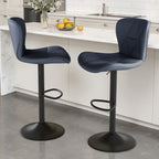 Daluvenix Modern Bar Stools Set of 1/2/3/4, Adjustable Swivel Counter Height Bar Chairs with Back, Faux Leather Upholstered for Kitchen Island