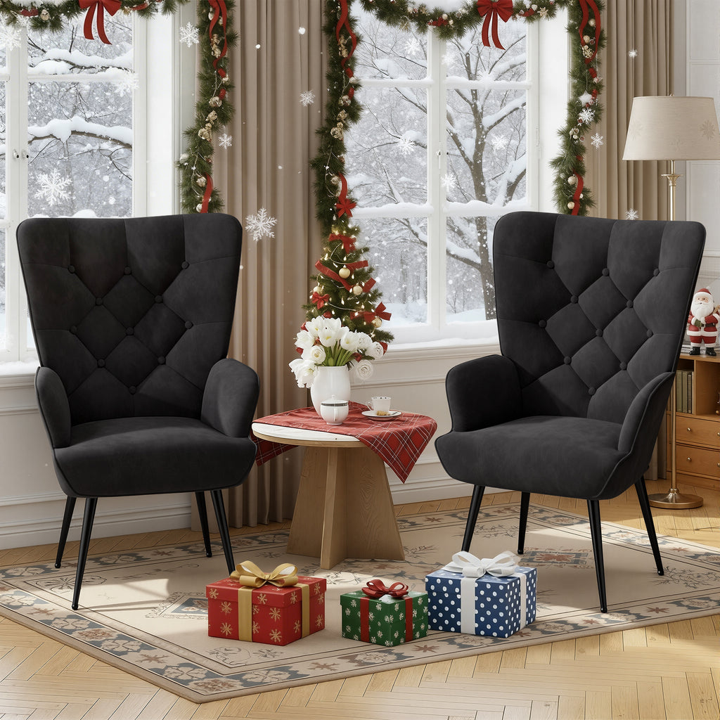 Daluvenix Adjustable Legs Accent Chair, Velvet/Leather Upholstery, High Wide Armrest & Thick Pad, 300LBS Weight Capacity Single Sofa