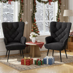 Daluvenix Adjustable Legs Accent Chair, Velvet/Leather Upholstery, High Wide Armrest & Thick Pad, 300LBS Weight Capacity Single Sofa