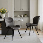 Daluvenix Modern Dining Chairs Set of 2/4 Upholstered Comfy Fabric Kitchen & Dining Room Chairs with Metal Legs & Thick Cushions for Living Room