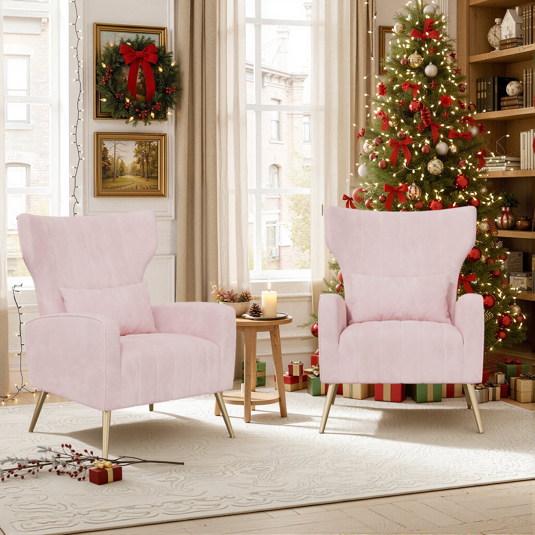 Daluvenix Velvet Accent Chair for Living Room, Modern Arm Chair with Pillow, Single Sofa Lounge Chair for Bedroom & Reading Room