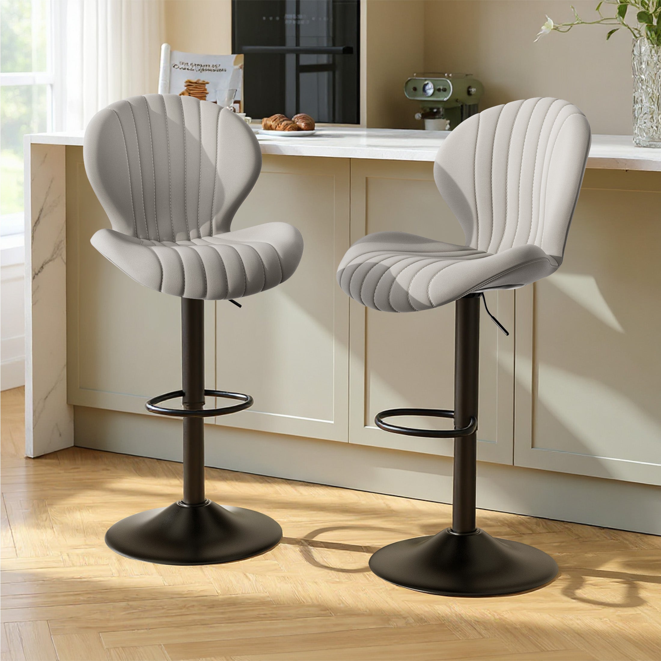 Daluvenix Swivel Bar Stools Set of 1/2/3/4 with Back, Adjustable Counter Height Bar Chairs with Heavy Duty Metal Base for Kitchen Island Dining Room Pub