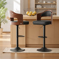 Daluvenix Swivel Bar Stools Set of 2/4, Wooden Kitchen Bar Chairs with Back, PU Leather Counter Height Barstools for Kitchen Island