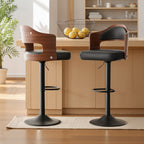Daluvenix Swivel Bar Stools Set of 2/4, Wooden Kitchen Bar Chairs with Back, PU Leather Counter Height Barstools for Kitchen Island
