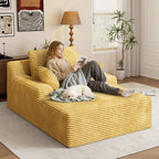 Daluvenix 51 Inch Chaise Lounge Chair Indoor Oversized Corduroy Upholstered Boneless Sofa Bed