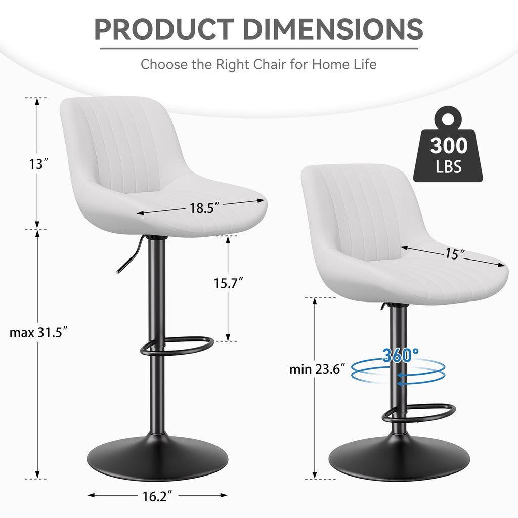 Daluvenix Adjustable Bar Stools Set of 1/2//3/4, Swivel Kitchen Bar Chairs with Back, Modern Tech Fabric Island Chairs for Home Kitchen