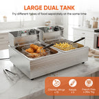 Daluvenix Commercial Deep Fryer with Basket Professional Electric Countertop Deep Fryer