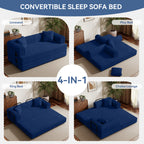 Daluvenix 4-in-1 Folding Convertible Sofa Bed 81 Inch Oversized Corduroy Upholstered Boneless Couch Loveseat Sleeper with Pull Out Bed