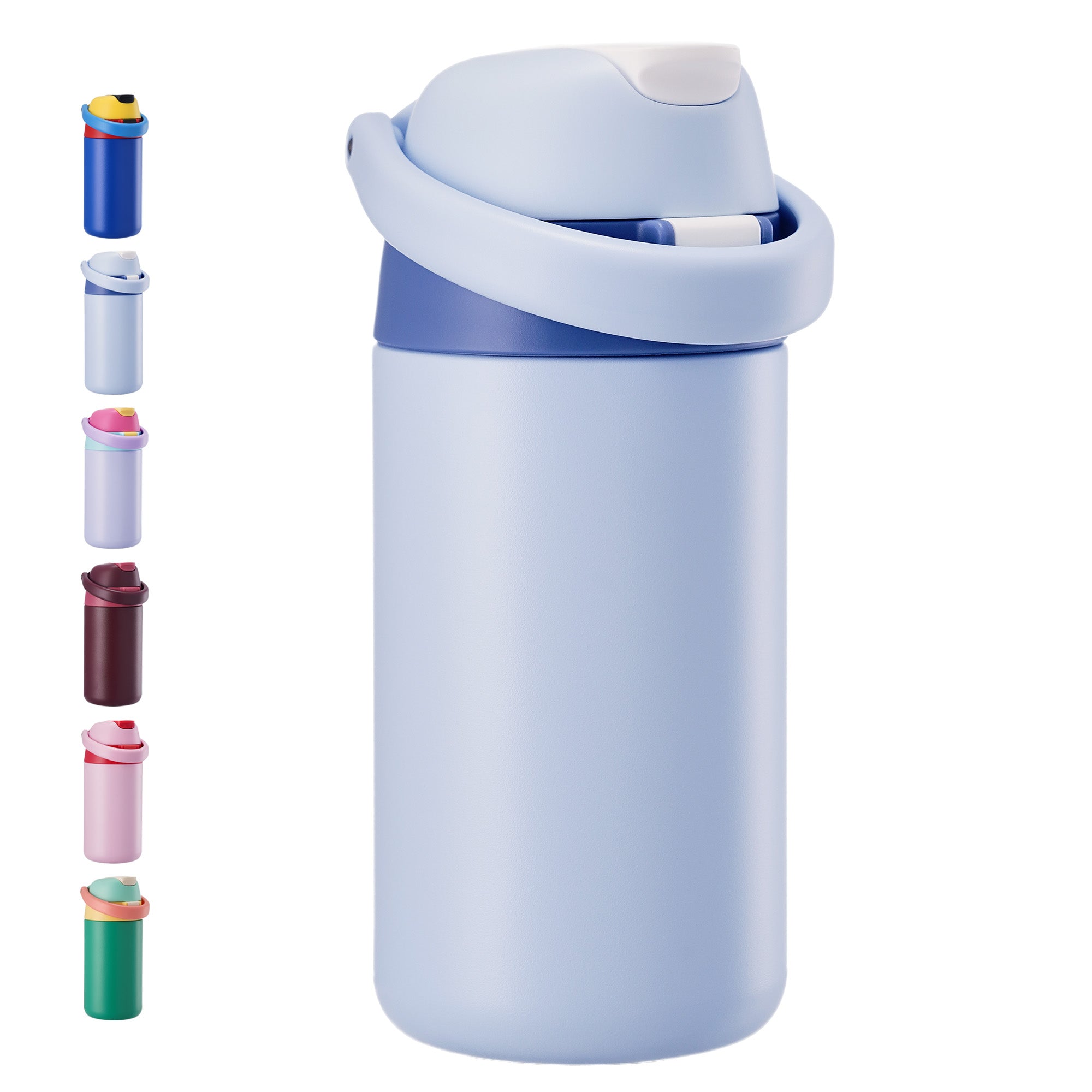 Daluvenix 14oz Kids Insulated Water Bottle with Straw Lids, 2-in-1 Straw and Chug Water Bottle for kids for Sports and School, Leakproof Stainless Steel Toddler Water Bottle BPA Free
