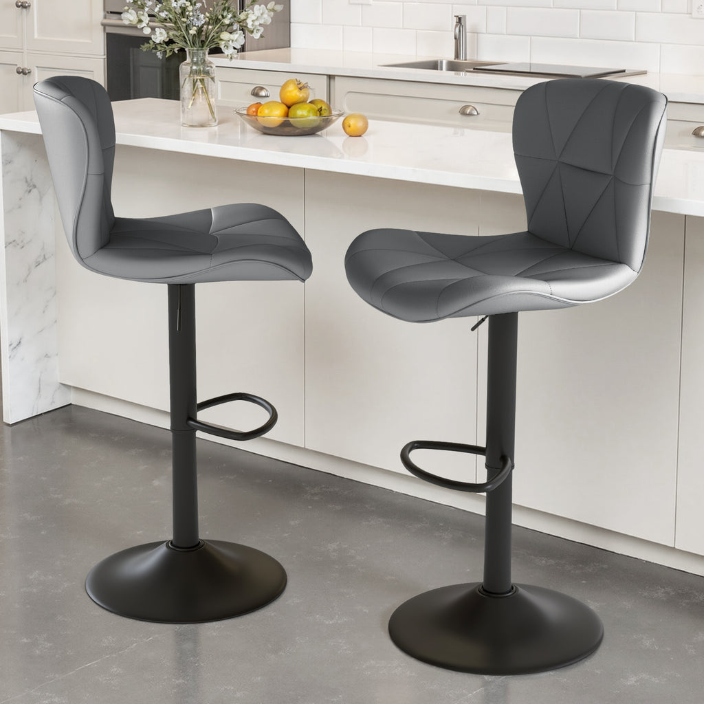 Daluvenix Modern Bar Stools Set of 1/2/3/4, Adjustable Swivel Counter Height Bar Chairs with Back, Faux Leather Upholstered for Kitchen Island