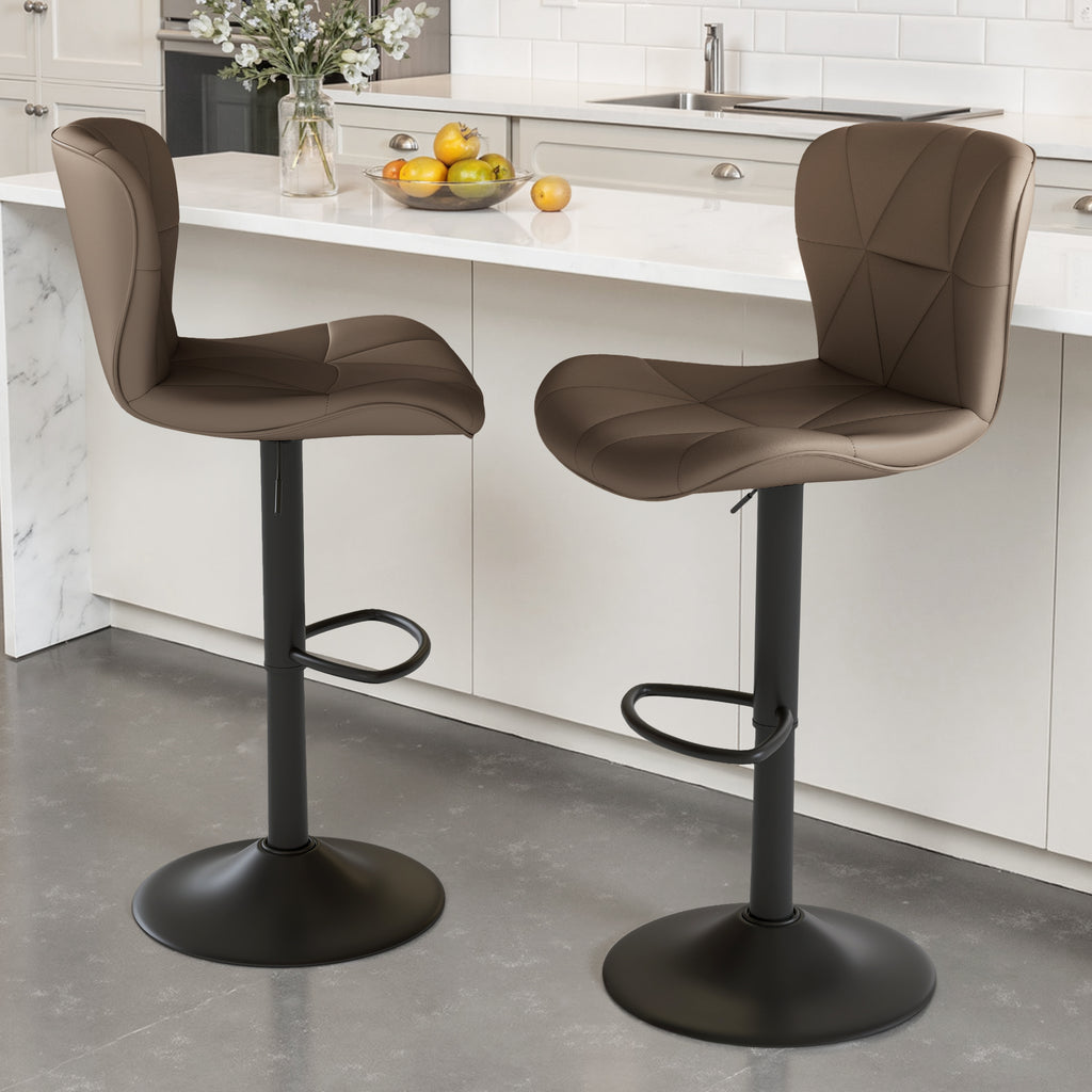 Daluvenix Modern Bar Stools Set of 1/2/3/4, Adjustable Swivel Counter Height Bar Chairs with Back, Faux Leather Upholstered for Kitchen Island