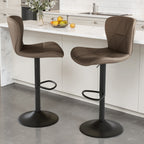 Daluvenix Modern Bar Stools Set of 1/2/3/4, Adjustable Swivel Counter Height Bar Chairs with Back, Faux Leather Upholstered for Kitchen Island
