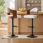 Daluvenix Swivel Bar Stools Set of 2/4, Wooden Kitchen Bar Chairs with Back, PU Leather Counter Height Barstools for Kitchen Island