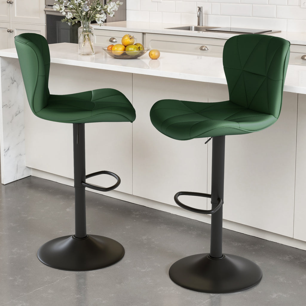 Daluvenix Modern Bar Stools Set of 1/2/3/4, Adjustable Swivel Counter Height Bar Chairs with Back, Faux Leather Upholstered for Kitchen Island