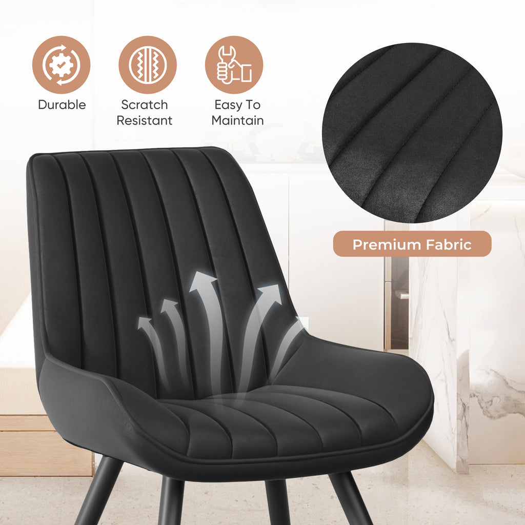Daluvenix Modern Dining Chairs Set of 2/4, Upholstered Fabric Comfy Kitchen Dining Chairs with Metal Legs & Thick Cushions for Dining Living Room
