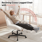 Daluvenix Office Chair, Ergonomic Extra Wide Big Desk Chair with Retractable Footrest, Height Adjustable Swivel Teddy Fleece Mid Back Home Chair with Wheels