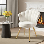 Daluvenix Velvet Accent Chair with Gold Metal Legs, Shell Design Vanity Makeup Chair for Living room, Modern Upholstered Guest Chair