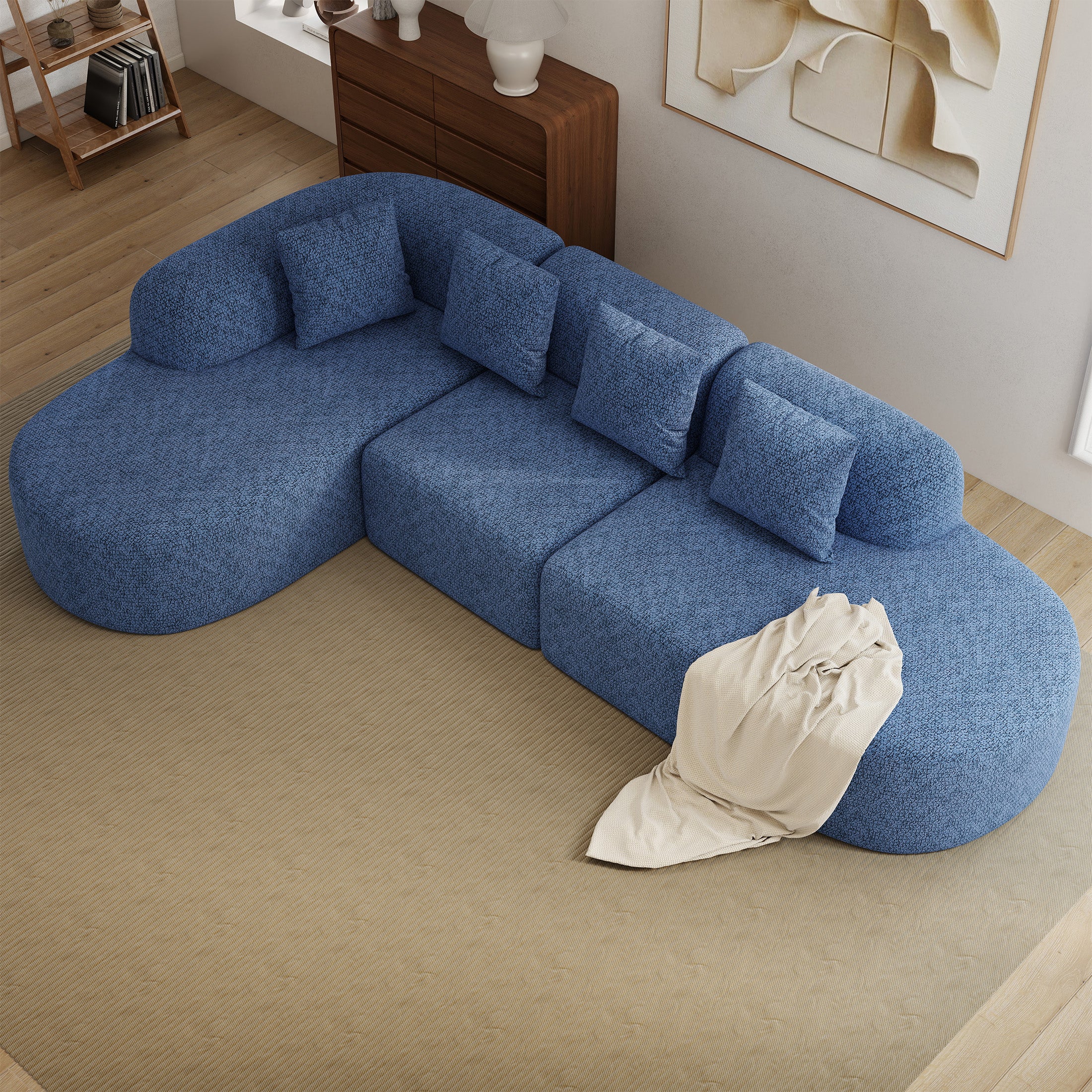 Daluvenix 114 Inch Boneless Couches for Living Room Modern Modular Sectional Sofa