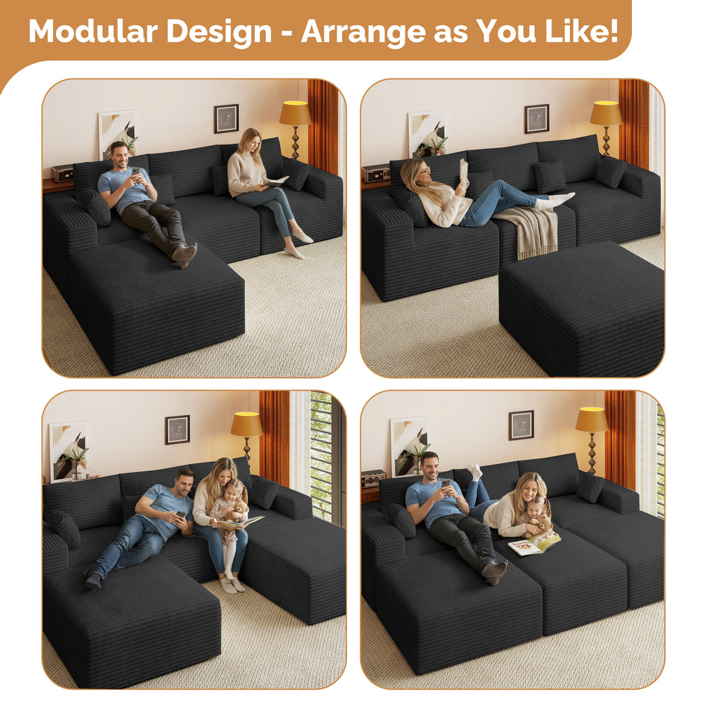 Daluvenix 113" Modern Modular Sectional Sofa L-Shaped Couch U-Shaped loud Couches Sofa Bed