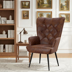 Daluvenix Adjustable Legs Accent Chair, Velvet/Leather Upholstery, High Wide Armrest & Thick Pad, 300LBS Weight Capacity Single Sofa