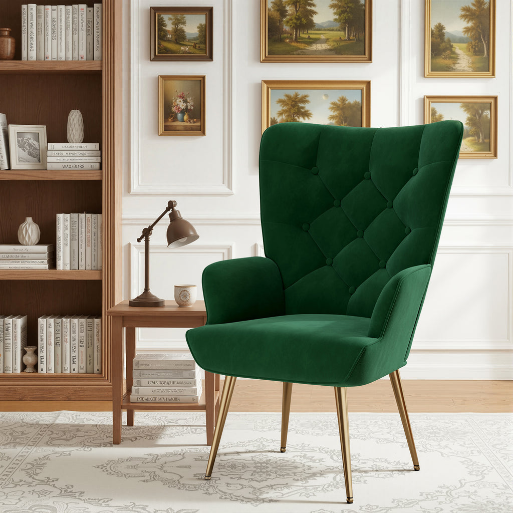 Daluvenix Adjustable Legs Accent Chair, Velvet/Leather Upholstery, High Wide Armrest & Thick Pad, 300LBS Weight Capacity Single Sofa