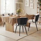 Daluvenix Rattan Dining Chairs Set of 2 Accent Chairs with Rattan Backrest & Teddy Fleece Fabric Cushion