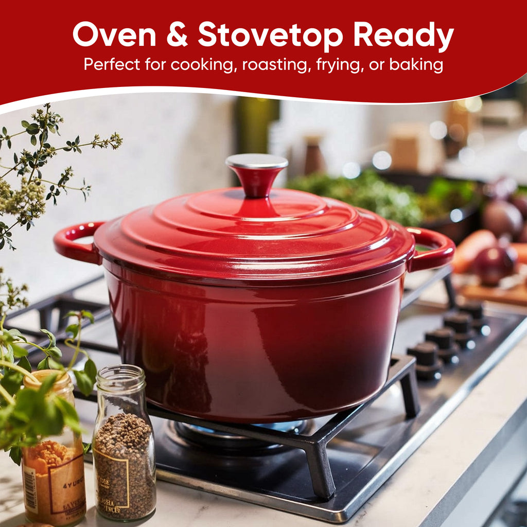 Daluvenix 6qt Enameled Cast Iron Dutch Oven Pot with Lid for Bread,Non-Stick Cookware with Dual Handles for Cooking & Roasting