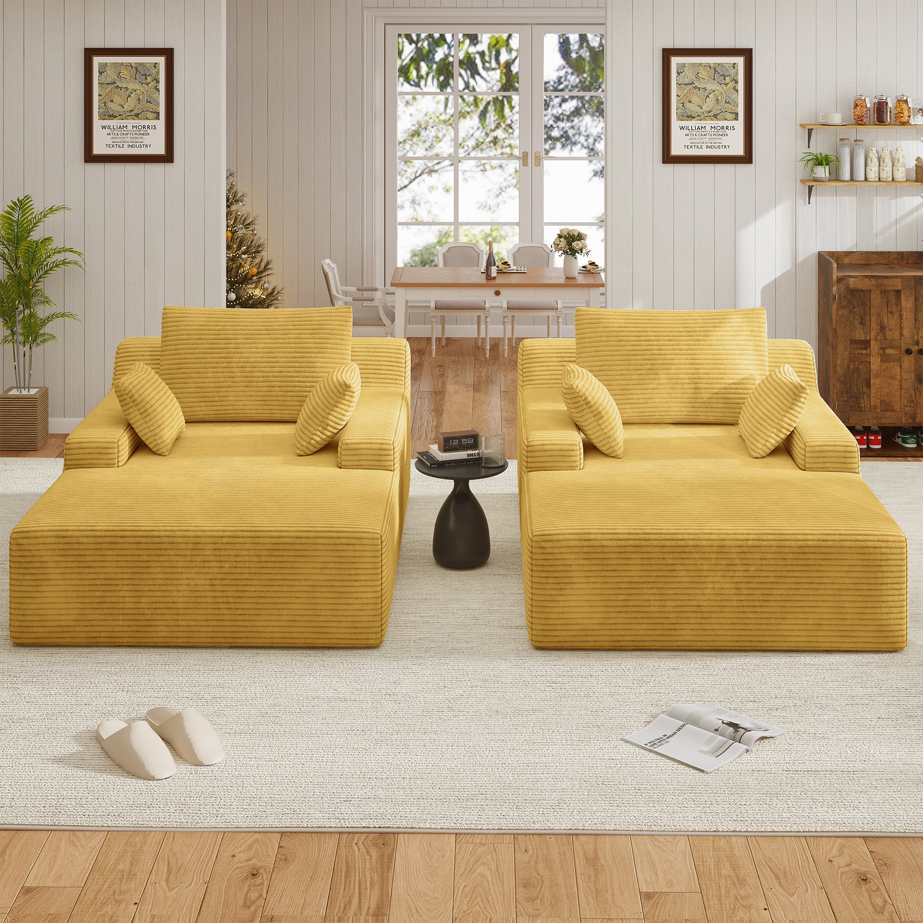 Daluvenix 51 Inch Chaise Lounge Chair Indoor Oversized Corduroy Upholstered Boneless Sofa Bed