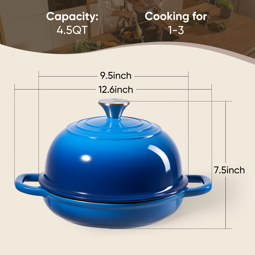 Daluvenix Enameled Cast Iron Dutch Oven for Sourdough Bread Baking, 4.5qt Cast Iron Bread Pot with Lid and Handles, Bread Dutch Oven