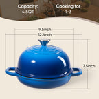Daluvenix Enameled Cast Iron Dutch Oven for Sourdough Bread Baking, 4.5qt Cast Iron Bread Pot with Lid and Handles, Bread Dutch Oven