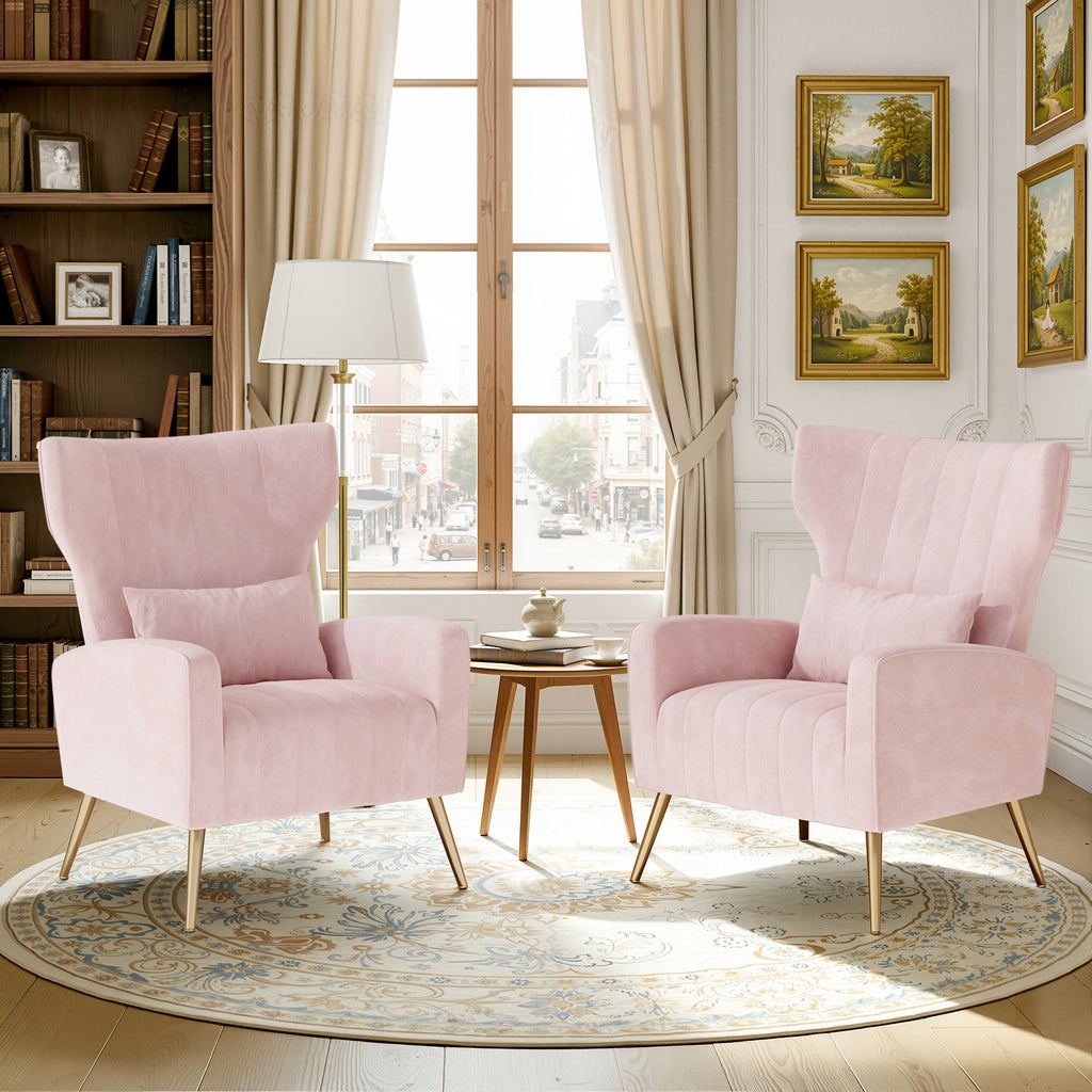 Daluvenix Velvet Accent Chair for Living Room, Modern Arm Chair with Pillow, Single Sofa Lounge Chair for Bedroom & Reading Room