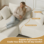 Daluvenix 111''Sectional Cloud Couches L-Shaped Oversized Loveseat Corduroy Couch