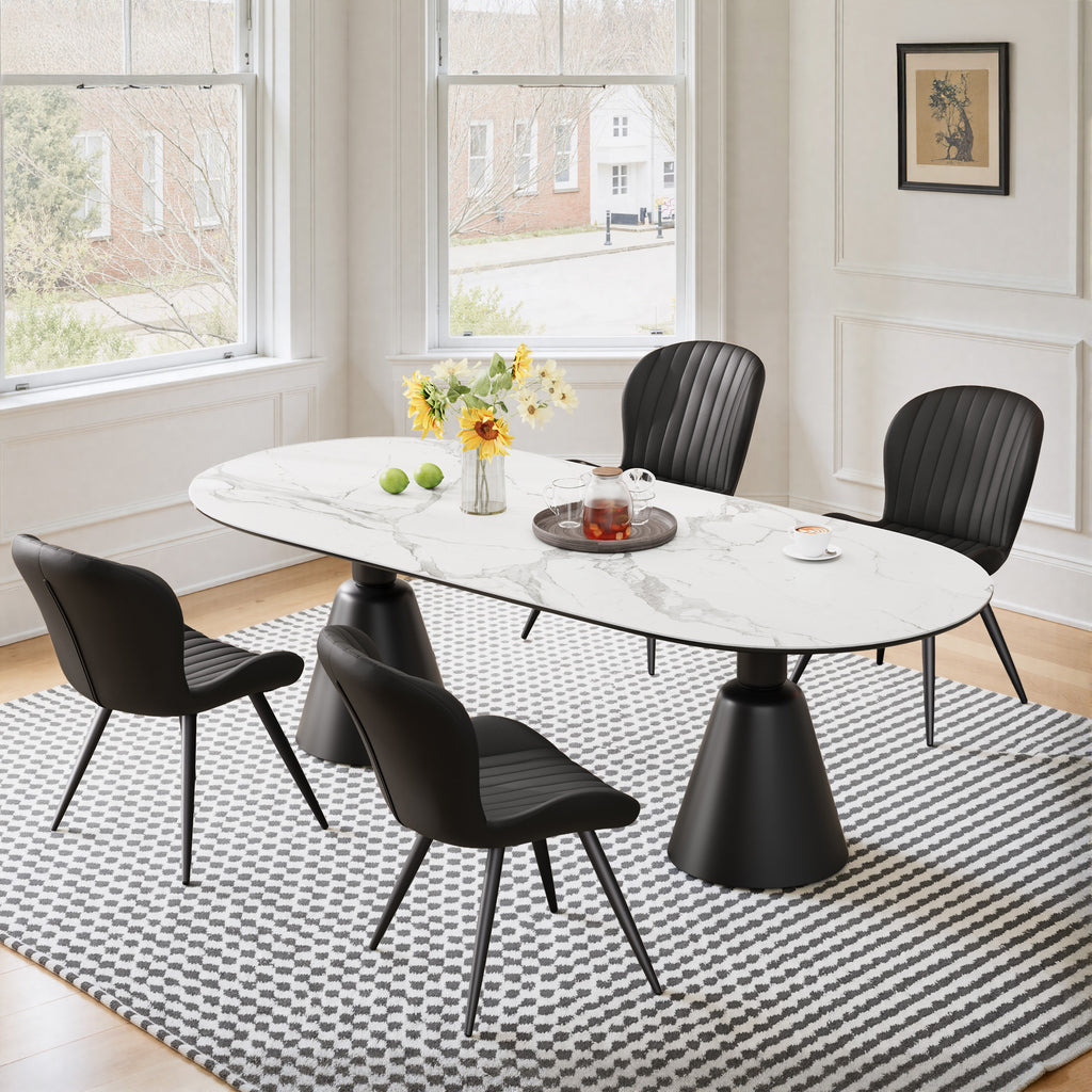 Daluvenix Modern Dining Chairs Set of 2/4 Upholstered Comfy Fabric Kitchen & Dining Room Chairs with Metal Legs & Thick Cushions for Living Room