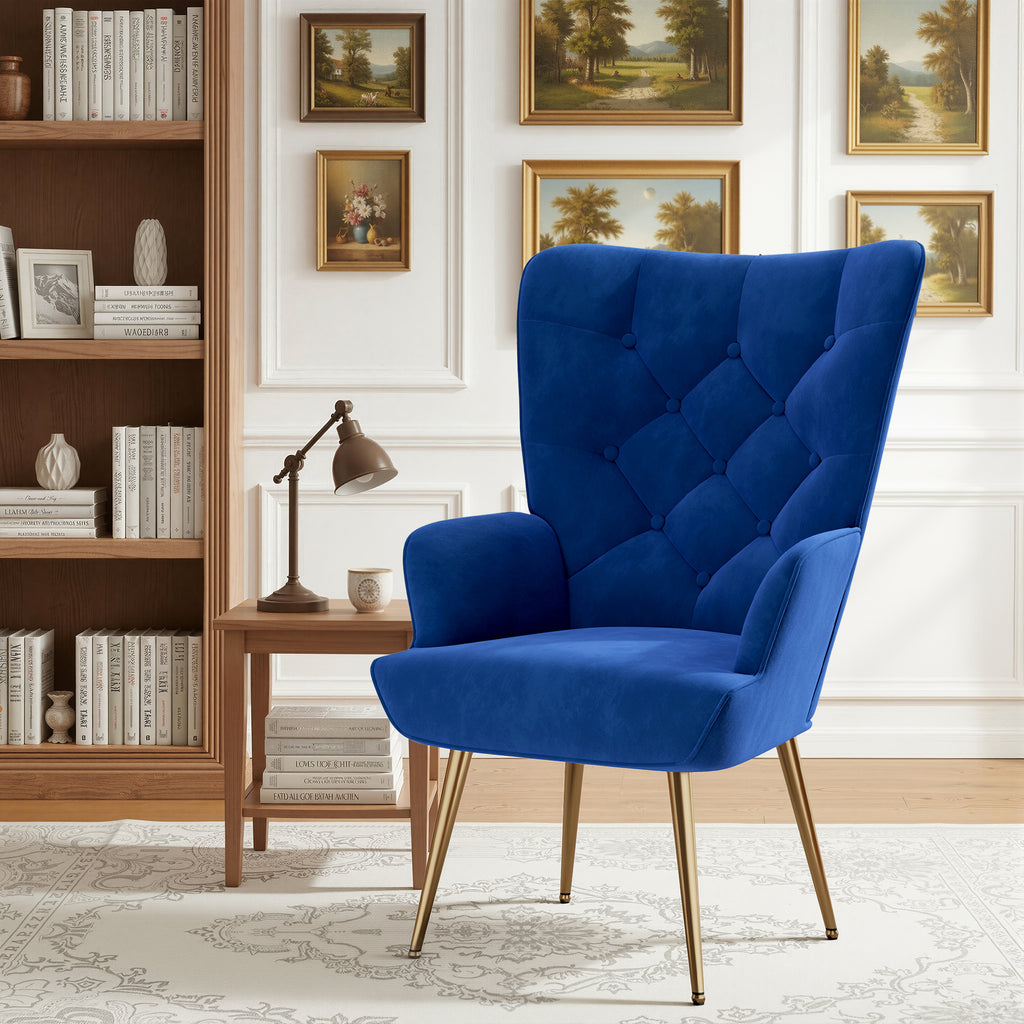Daluvenix Adjustable Legs Accent Chair, Velvet/Leather Upholstery, High Wide Armrest & Thick Pad, 300LBS Weight Capacity Single Sofa