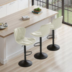Daluvenix Modern Bar Stools Set of 1/2/3/4, Adjustable Swivel Counter Height Bar Chairs with Back, Faux Leather Upholstered for Kitchen Island