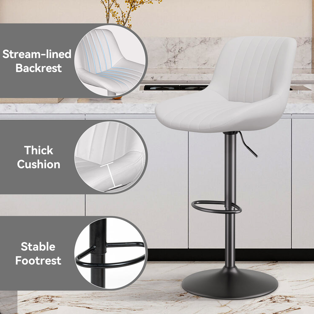 Daluvenix Adjustable Bar Stools Set of 1/2//3/4, Swivel Kitchen Bar Chairs with Back, Modern Tech Fabric Island Chairs for Home Kitchen