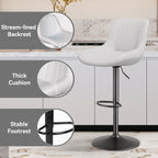 Daluvenix Adjustable Bar Stools Set of 1/2//3/4, Swivel Kitchen Bar Chairs with Back, Modern Tech Fabric Island Chairs for Home Kitchen