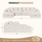 Daluvenix 131'' Modular Sectional Couch Modern U-Shaped Floor Sofa with Double Chaise