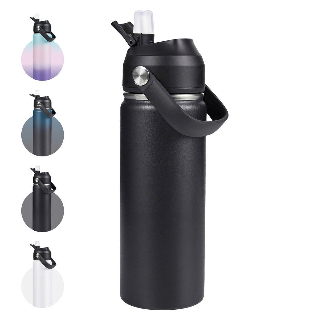Daluvenix Stainless Steel Water Bottle with Straw Lid, 18oz / 24oz Vacuum Insulated Water Bottles for Sports, Travel