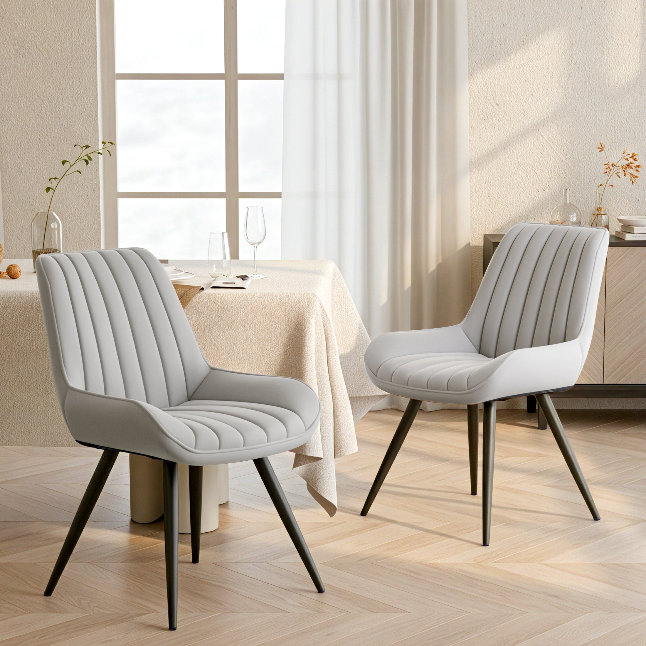 Daluvenix Modern Dining Chairs Set of 2/4, Upholstered Fabric Comfy Kitchen Dining Chairs with Metal Legs & Thick Cushions for Dining Living Room