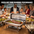 Daluvenix 4 Pack Chafing Dish Full Set 8QT Stainless Steel Rectangular Catering Chafer