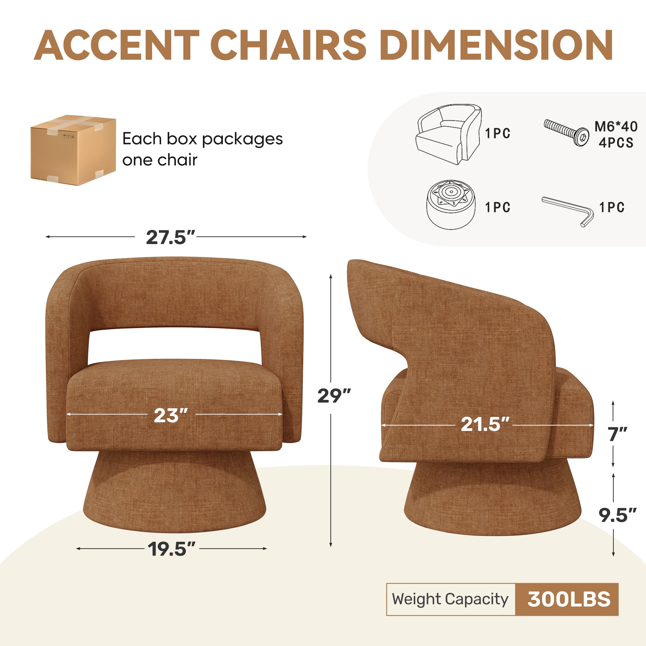 Daluvenix 360° Swivel Accent Chair Modern Luxury Barrel Chairs