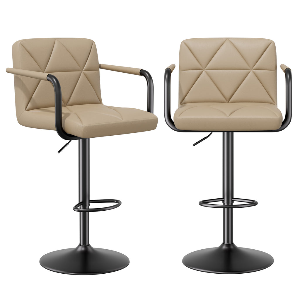 Daluvenix Bar Stools Set of 2 Black PU Leather Adjustable Swivel Barstools